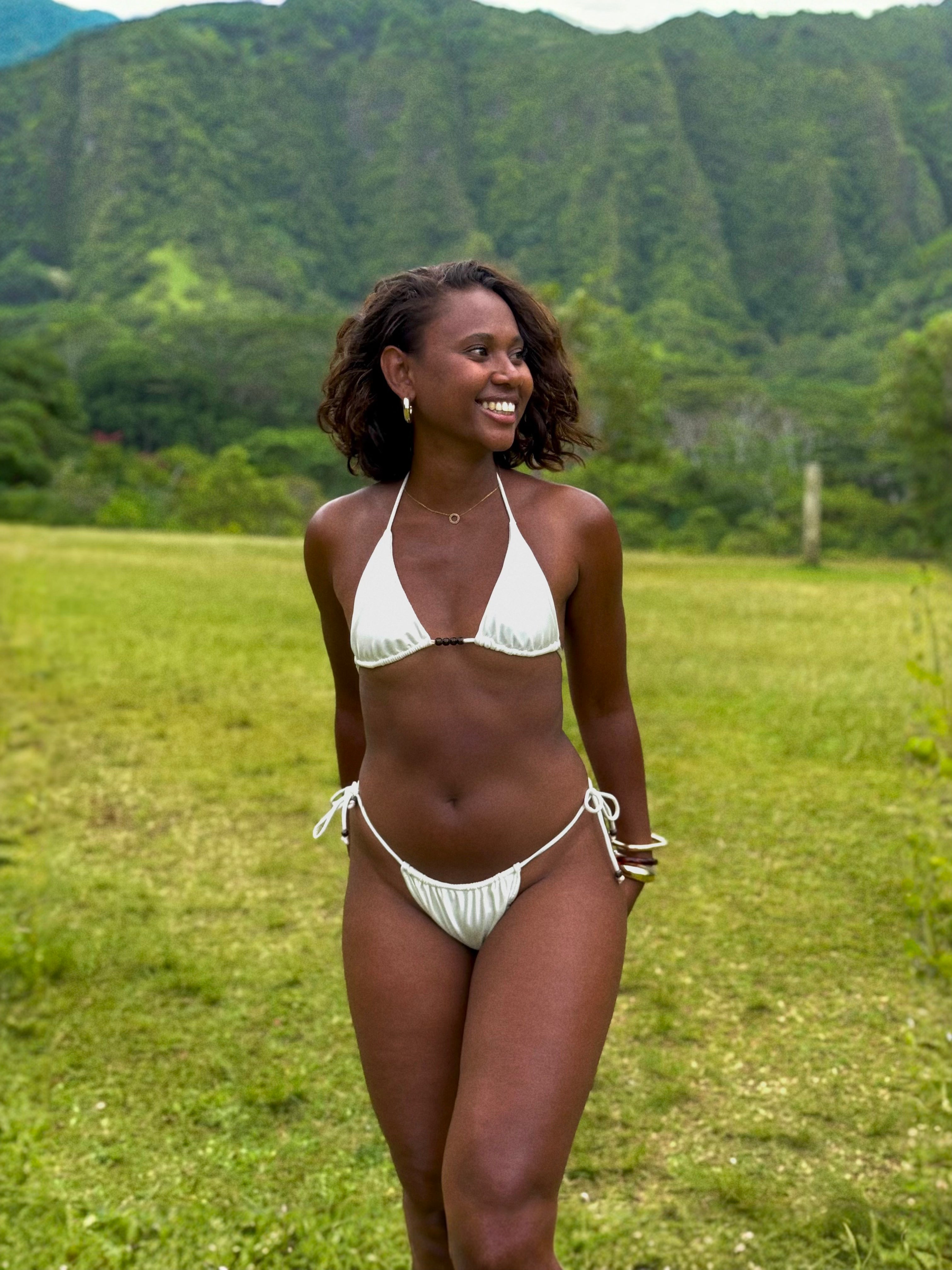 Haut de maillot de bain - Ivoire - fini brillant